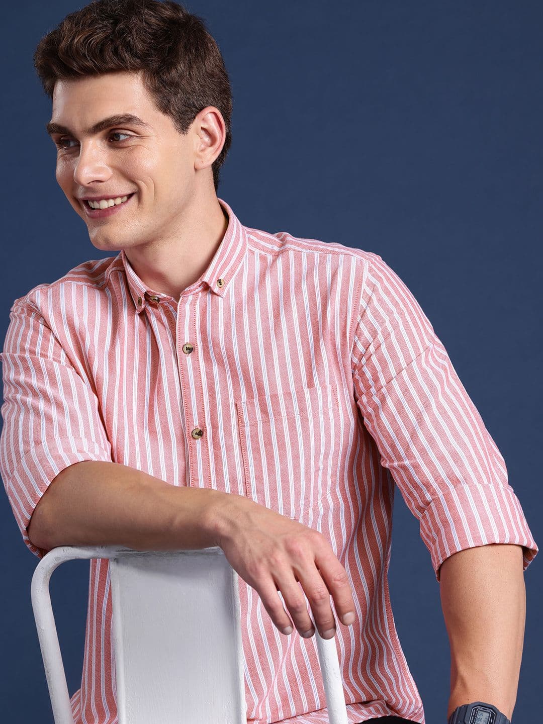 Mast & Harbour Men Standard Striped Cotton Casual Shirt - view 1