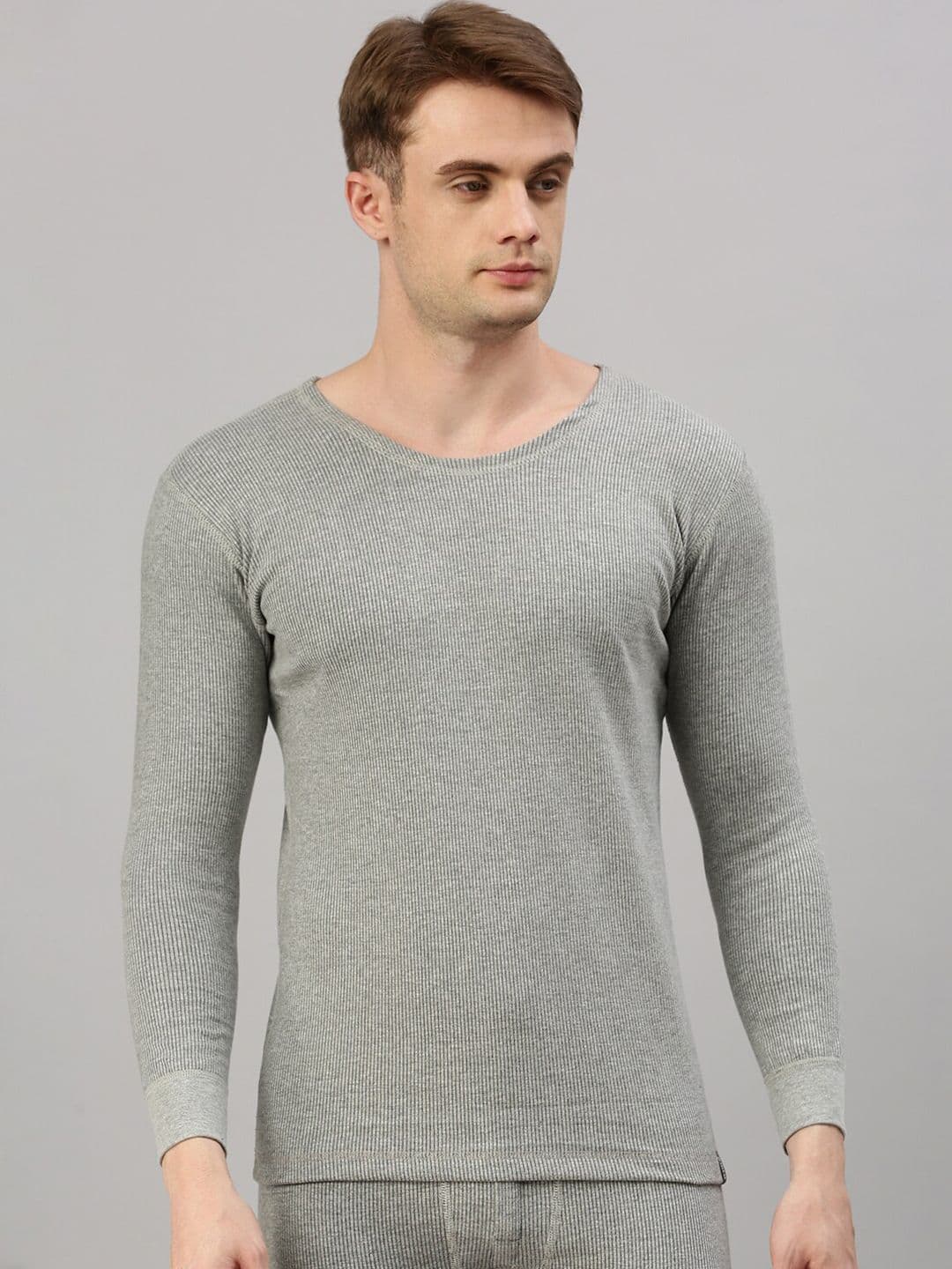 Zoiro Ribbed Round Neck Long Sleeves Thermal Tops - view 1