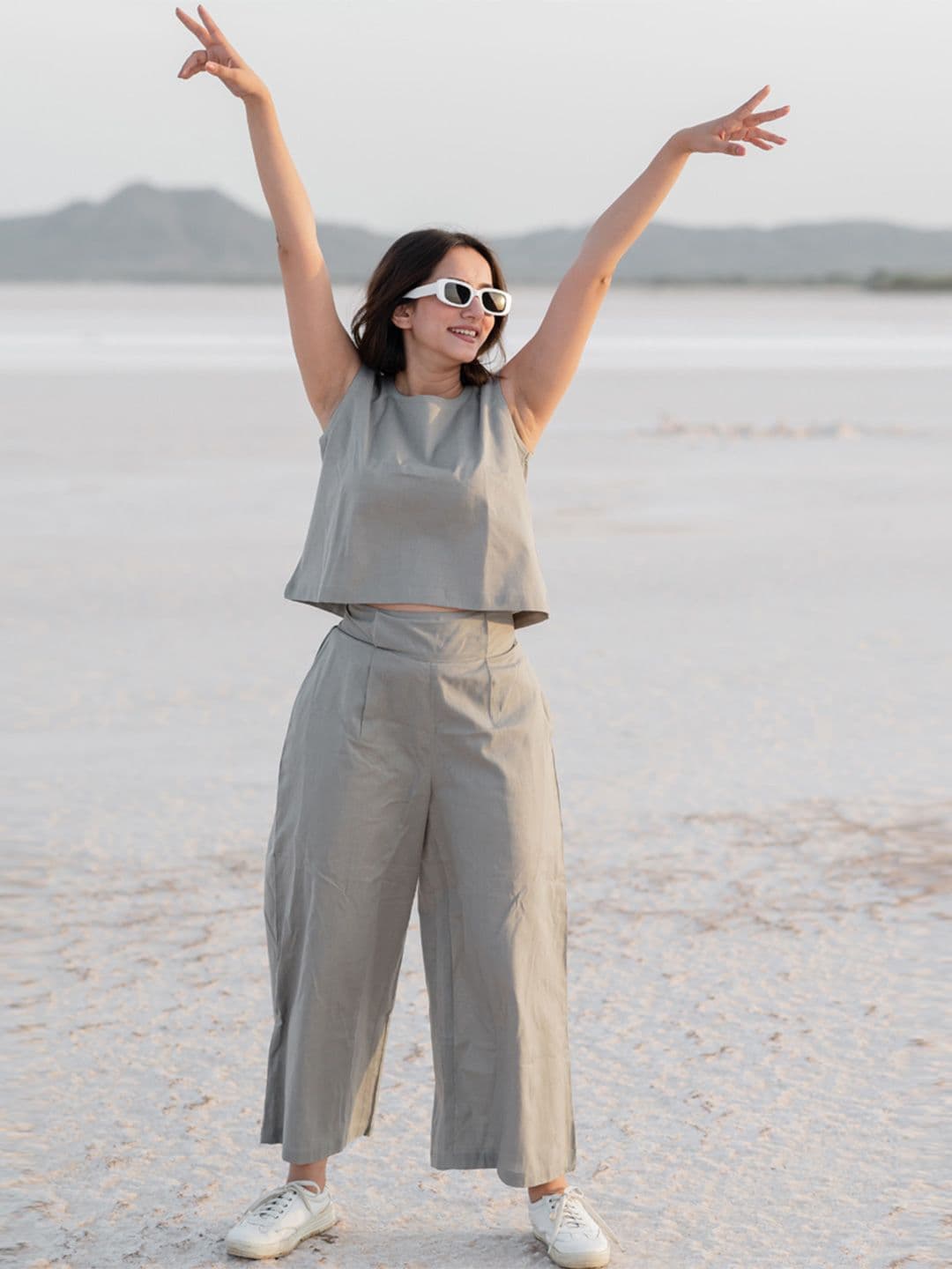 Babli Round Neck Pure Cotton Top With Palazzo - view 1