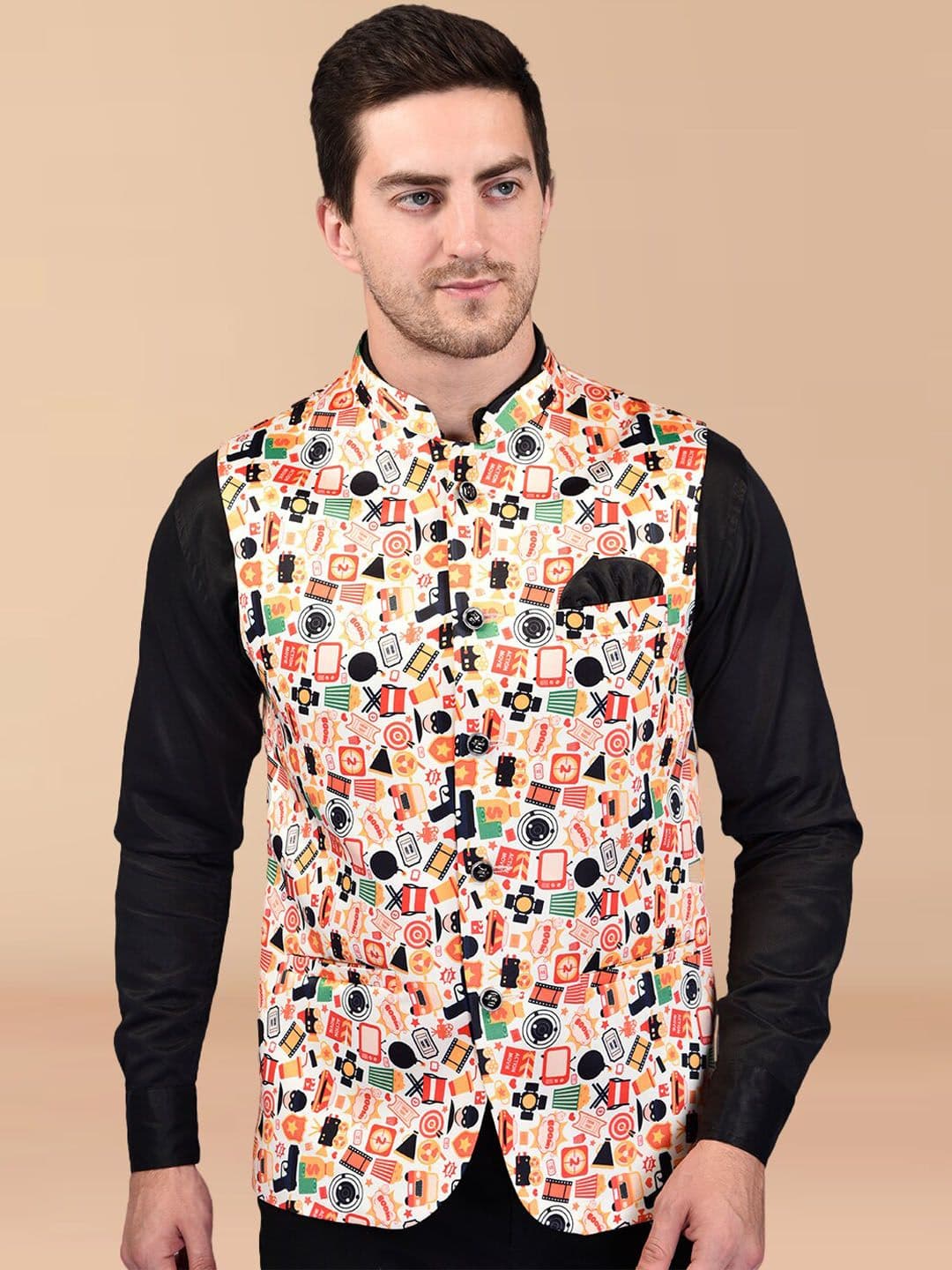PRINTCULTR Printed Nehru Jacket - view 1