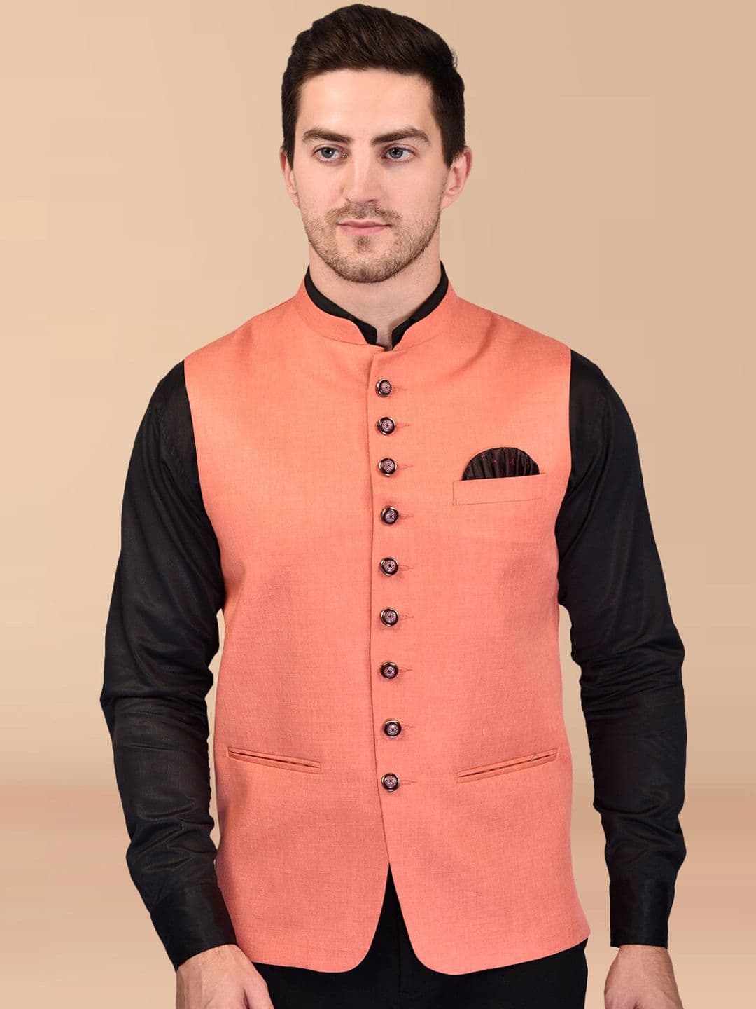 PRINTCULTR Mandarin Collar Nehru Jacket - view 1