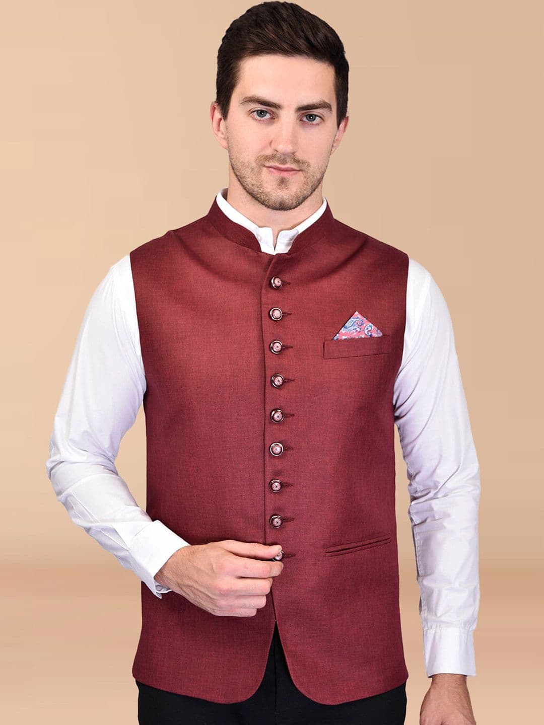 PRINTCULTR Mandarin Collar Nehru Jacket - view 1