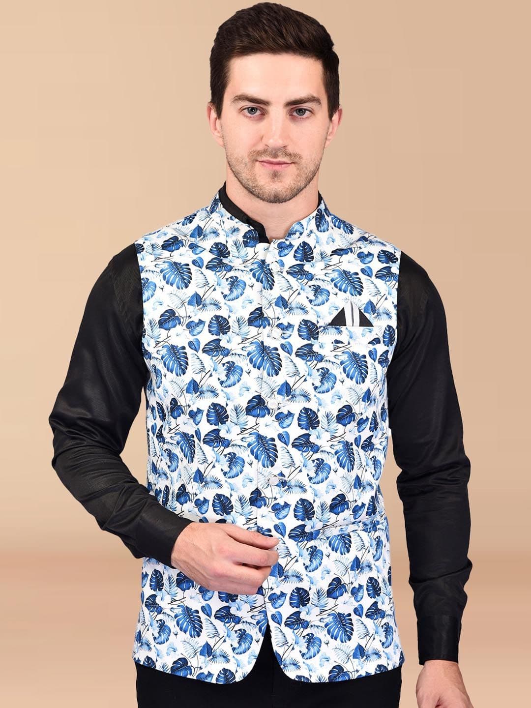 PRINTCULTR Tropical Printed Nehru Jackets - view 1