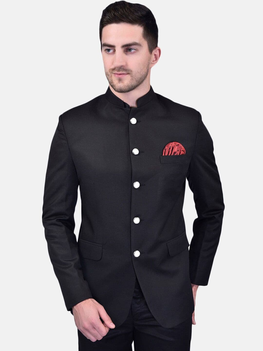 PRINTCULTR Mandarin Collar Long Sleeves Bandhgala Blazers - view 1