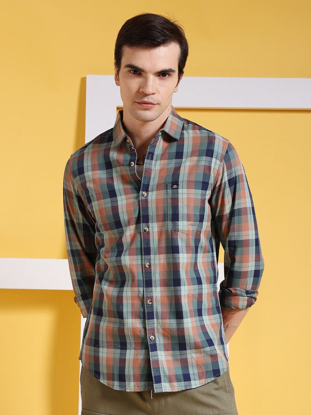 The Indian Garage Co Slim Fit Tartan Pure Cotton Checked Casual Shirt - view 1