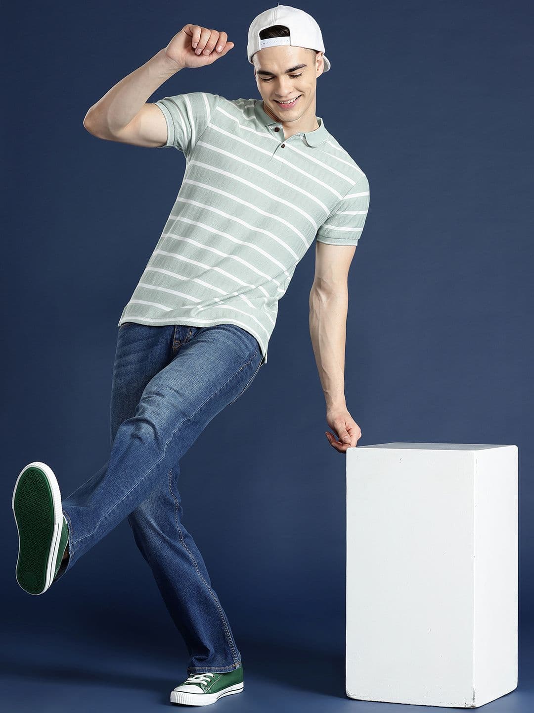 Mast & Harbour Men Striped Polo Collar T-shirt - view 1