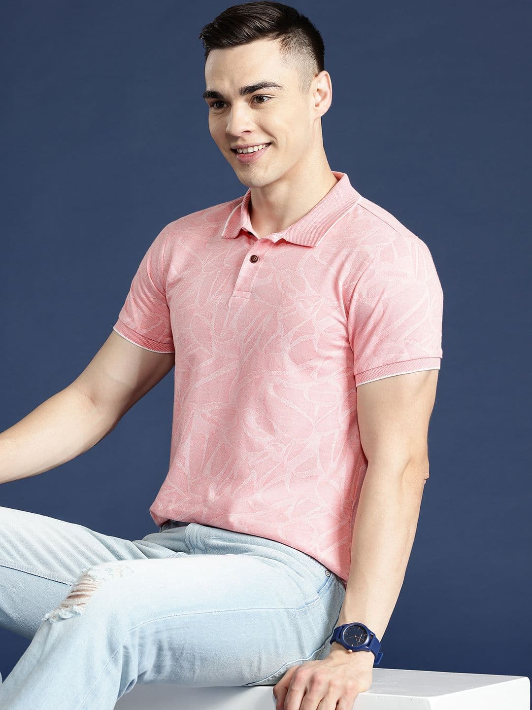 Mast & Harbour Men Abstract Polo Collar T-shirt - view 1