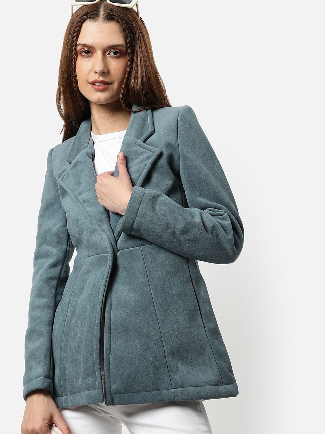 PINACOLADA Notched Lapel Collar Suede Single Breasted Blazers - view 1