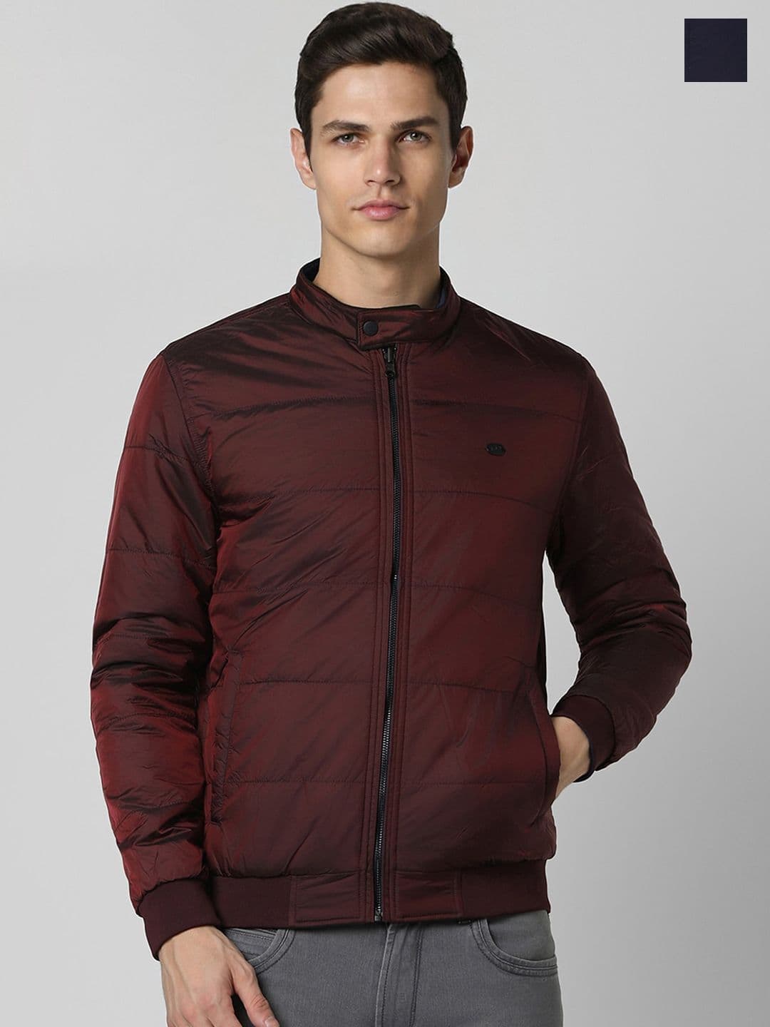 Peter England Casuals Stand Collar Reversible Bomber Jacket - view 1