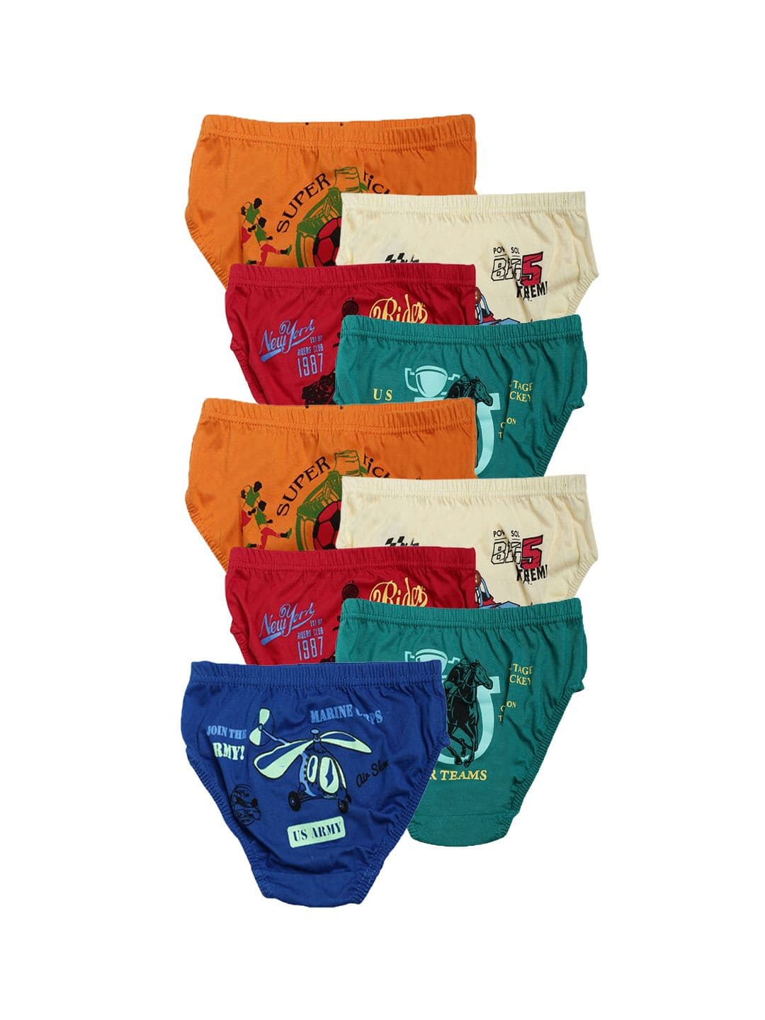 Dollar Kids Care Boys Pack Of 9 Assorted Pure Cotton Briefs MKKB-001-PO9-ASST - view 1