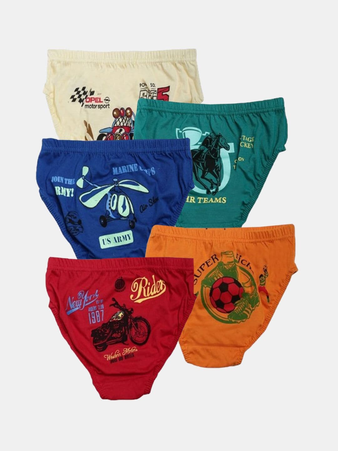Dollar Kids Care Pack Of 5 Boys Printed Pure Cotton Basic Briefs MKKB-001-PO5-ASST1 - view 1