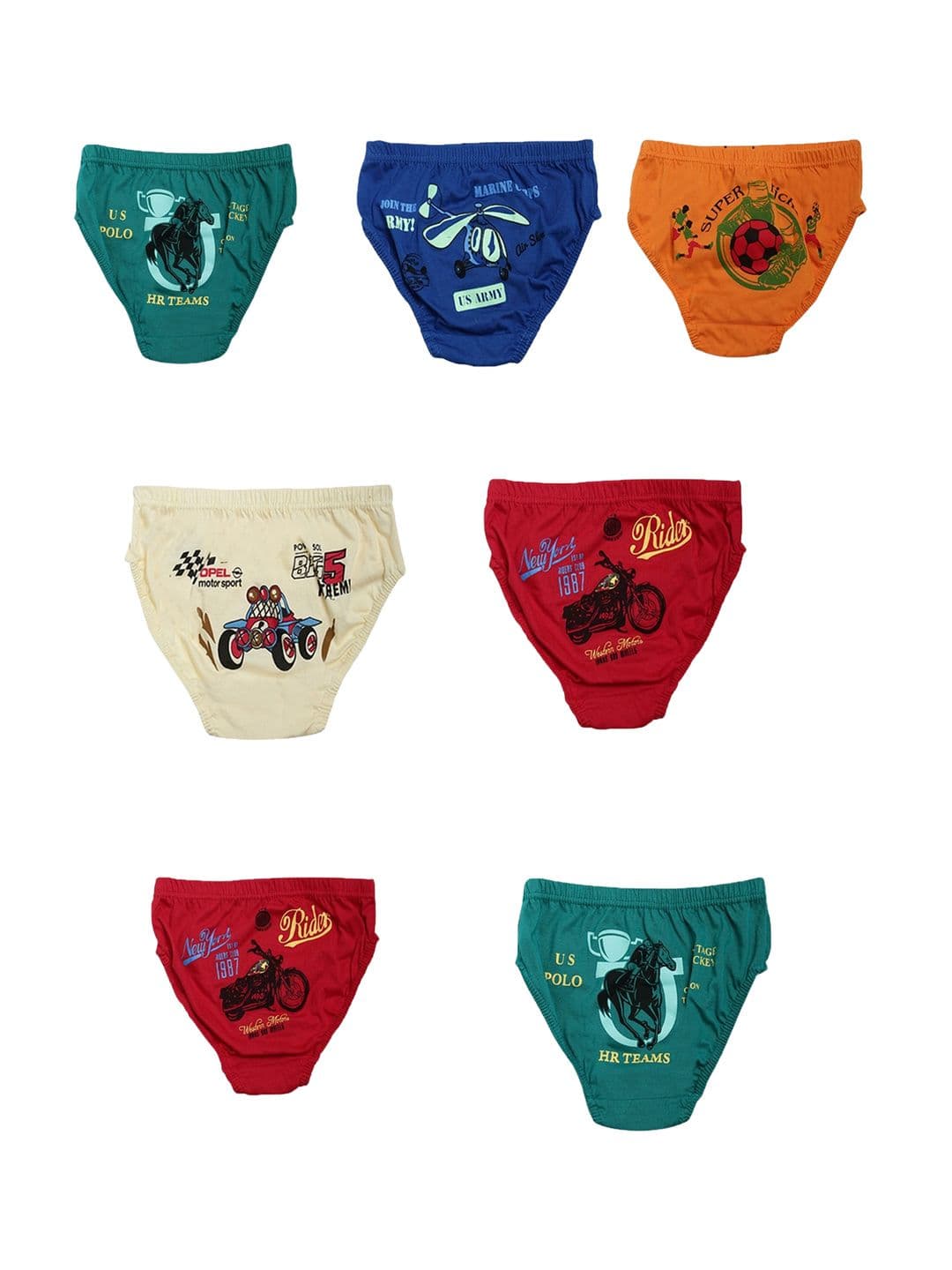 Dollar Kids Care Boys Pack Of 7 Printed Anti Bacterial Cotton Briefs MKKB-001-PO7-ASST1 - view 1