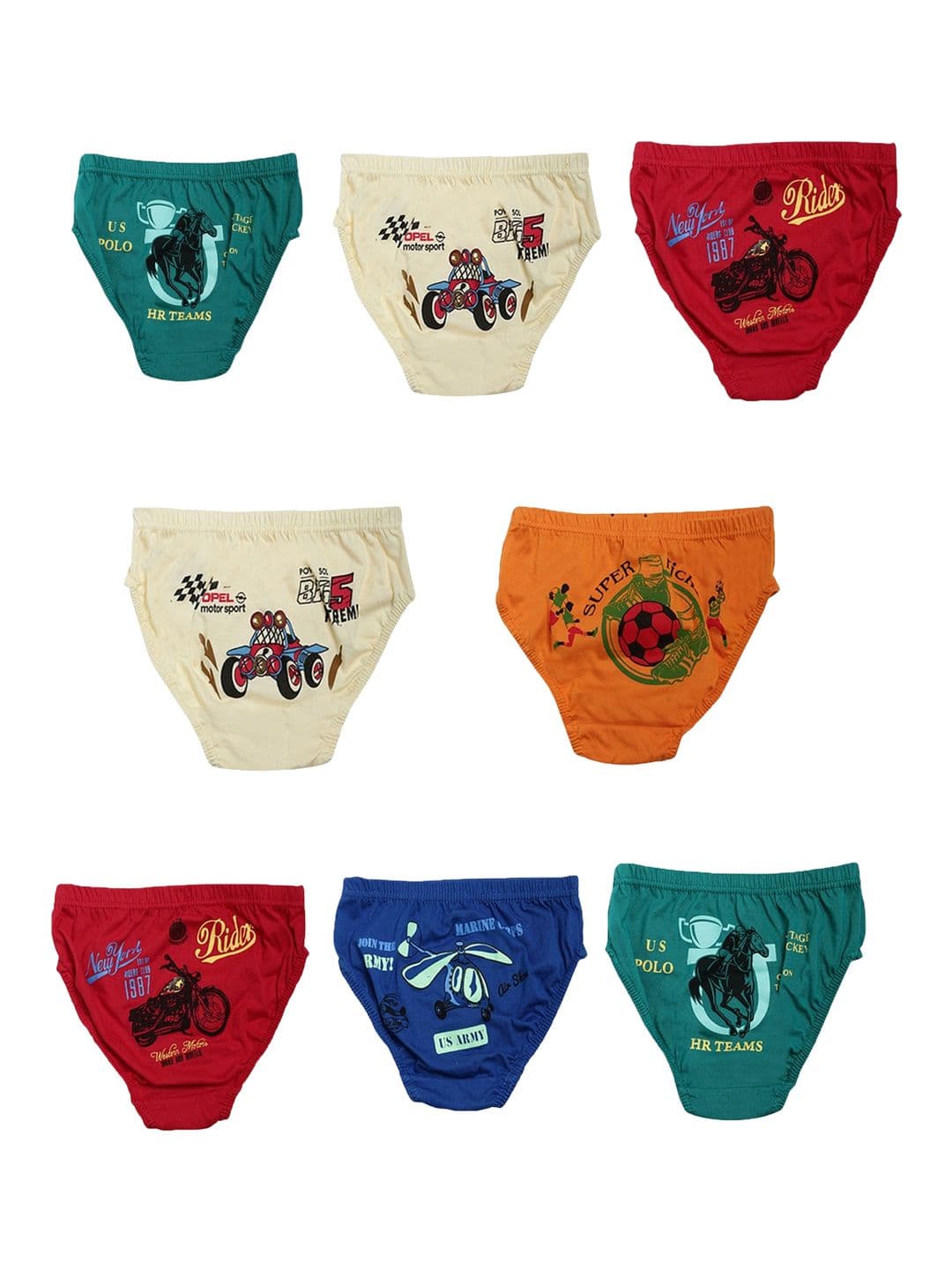 Dollar Kids Care Boys Pack Of 8 Printed Anti Bacterial Cotton Briefs MKKB-001-PO8-ASST1 - view 1