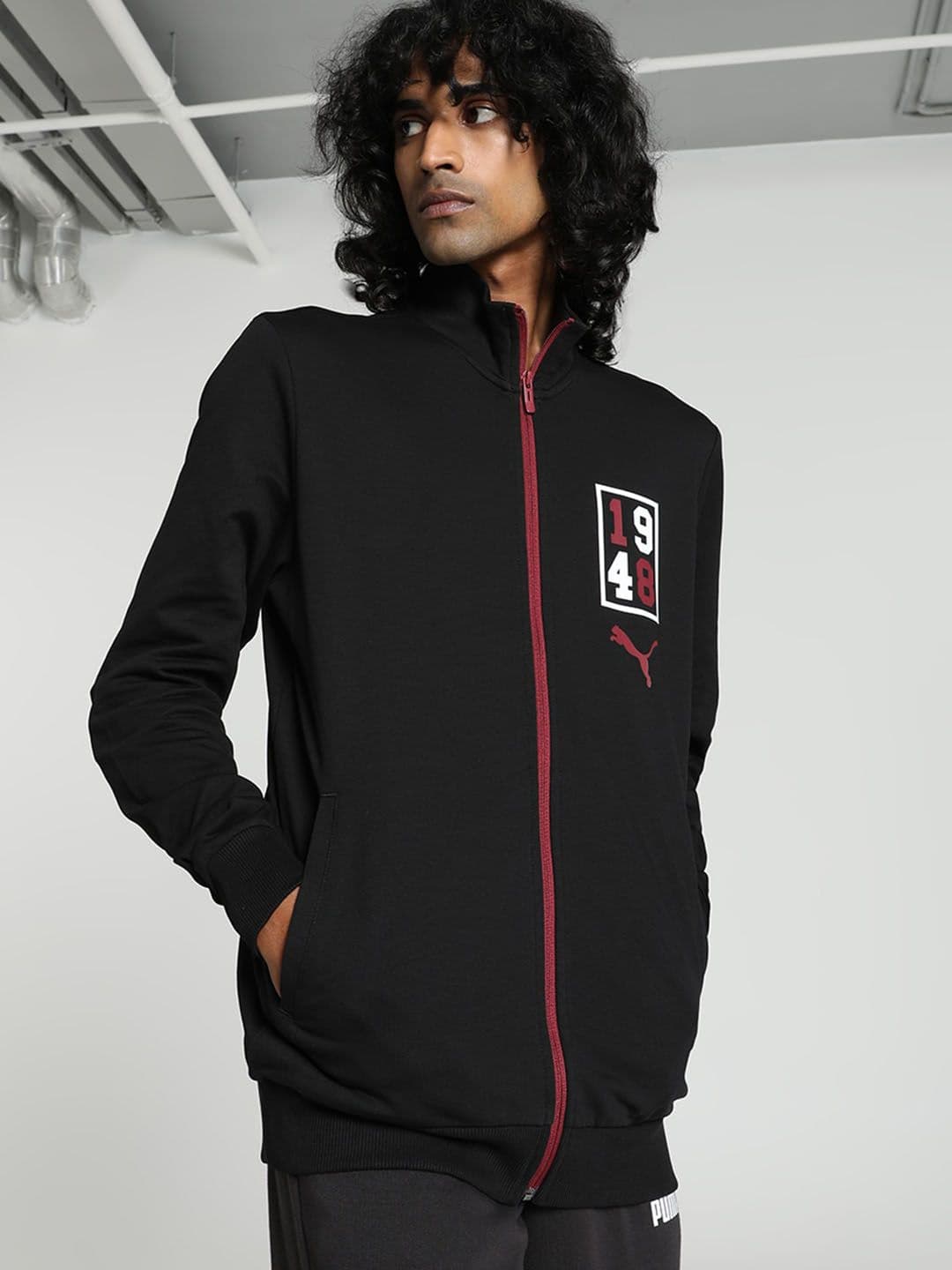Puma Graphic Full-Zip Slim Fit Stand Collar Cotton Sporty Jacket - view 1