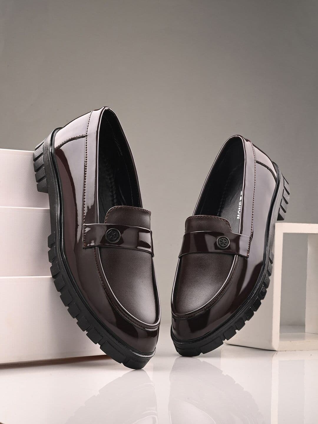 HERE&NOW Men Coffee Brown Formal Penny Loafers - view 1
