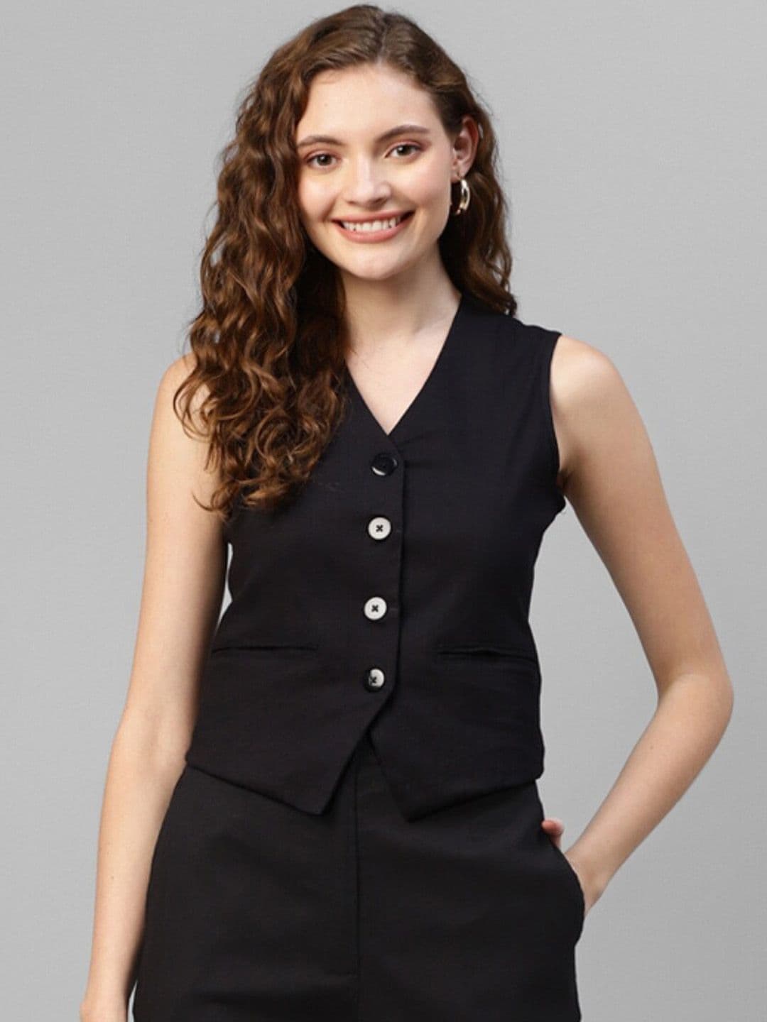 DEEBACO V-Neck Sleeveless Slim-Fit Waistcoat - view 1