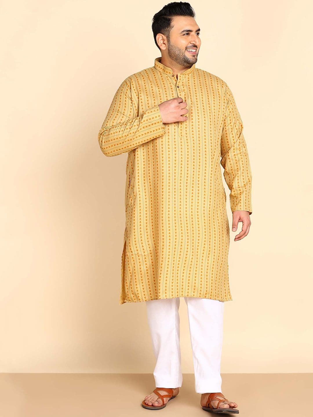 Sztori Plus Size Striped Straight Kurta - view 1