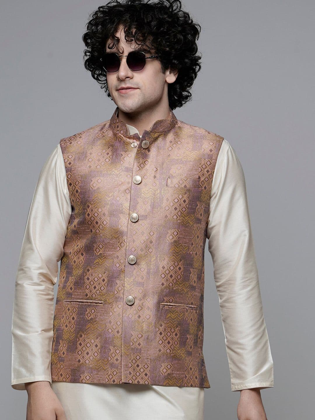 MAAHI FABS Geometric Printed Woven Nehru Jacket - view 1
