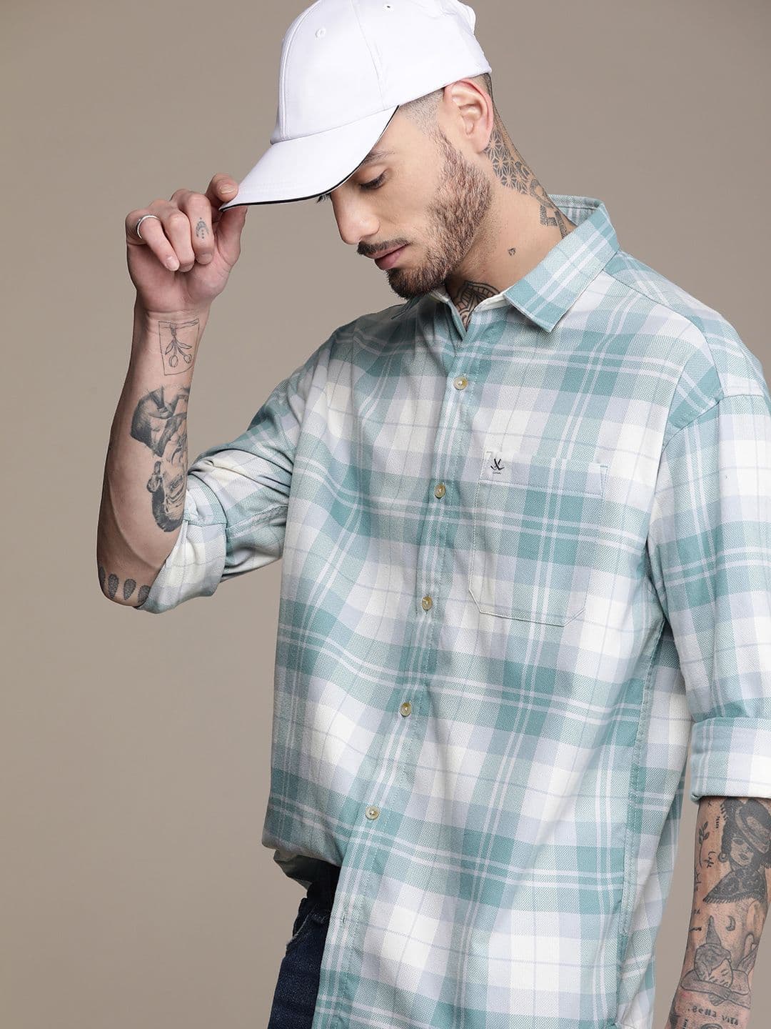 WROGN Checked Drop-Shoulder Sleeves Oversized Casual Shirt - view 1