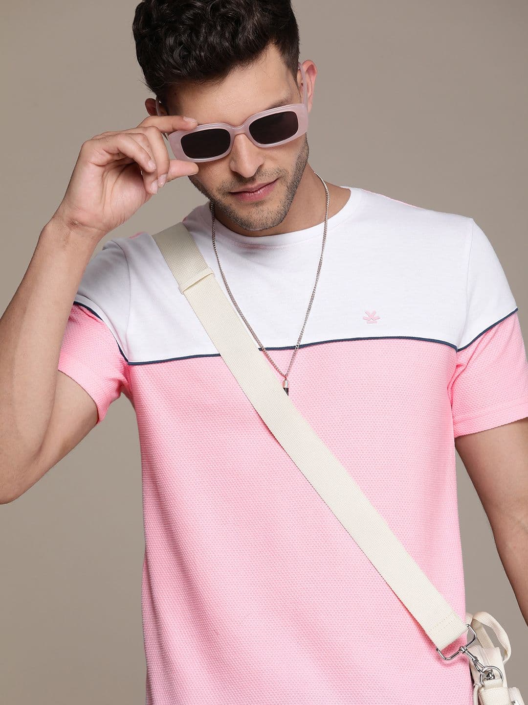 WROGN Men Colourblocked Cotton T-shirt - view 1