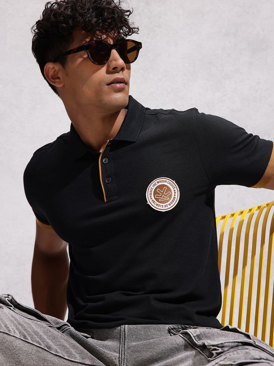 WROGN Men Polo Collar Cotton Slim Fit T-shirt - view 1