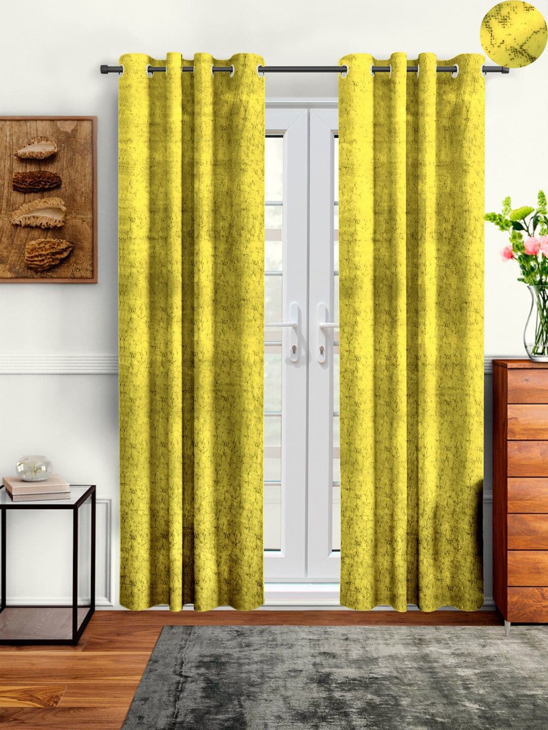 Aura 2 Pieces Velvet out Long Door Curtains - view 1