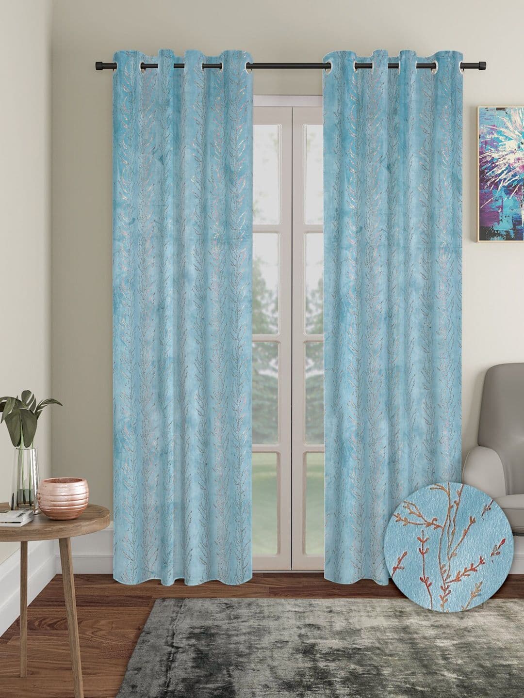 Aura 2 Pcs Velvet out Long Door Curtains - view 1