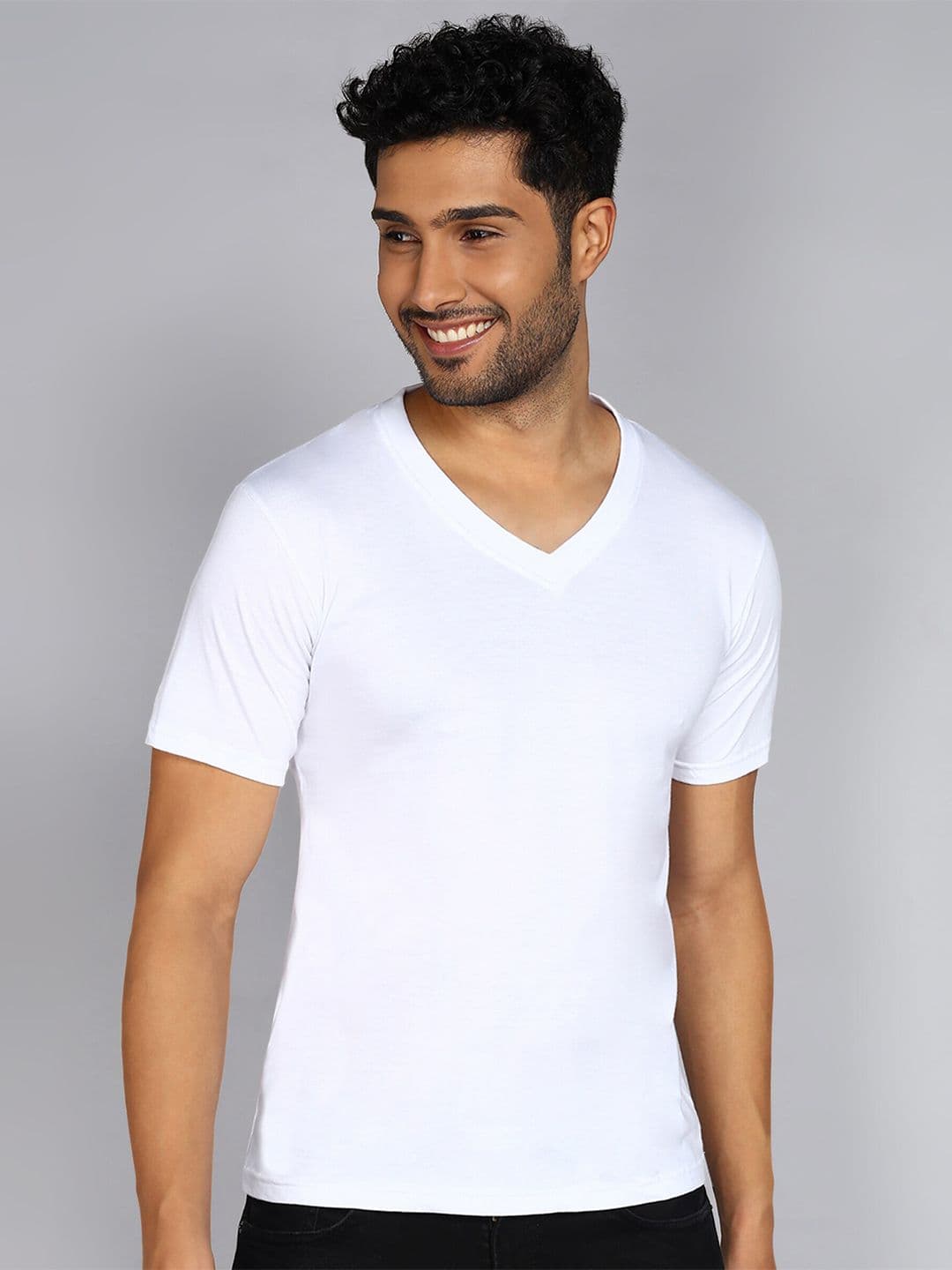 Fleximaa V-Neck Short Sleeves Pure Cotton T-shirt - view 1