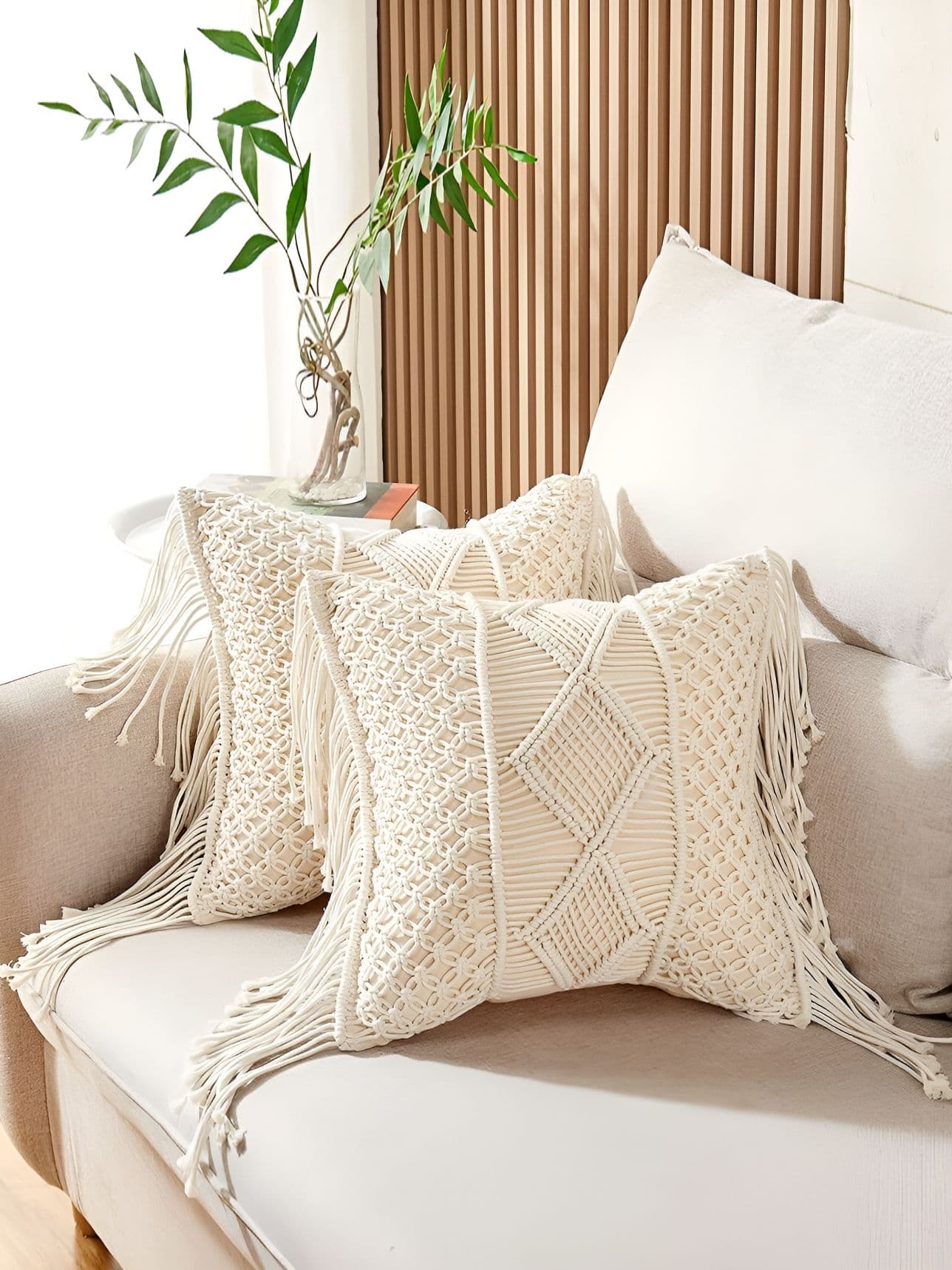 Textile and Beyond Off White 2 Pieces Square Cushion Covers - view 1