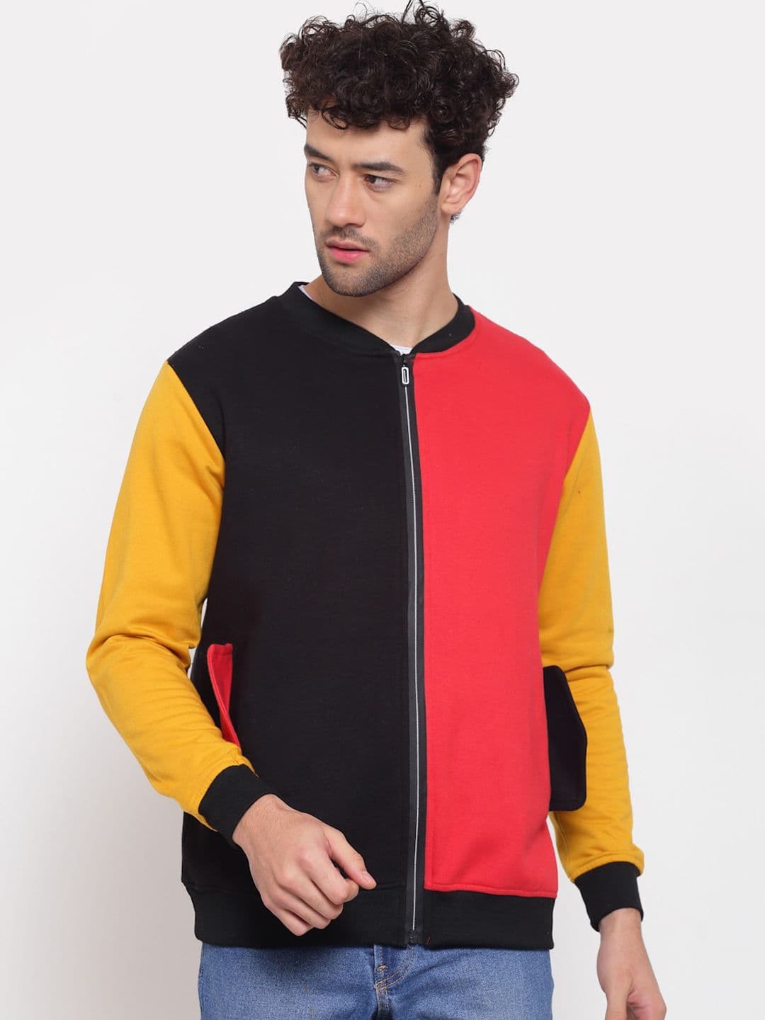 PAUSE SPORT Lightweight Mock Collar Colorblocked Cotton Bomber Jacket - view 1