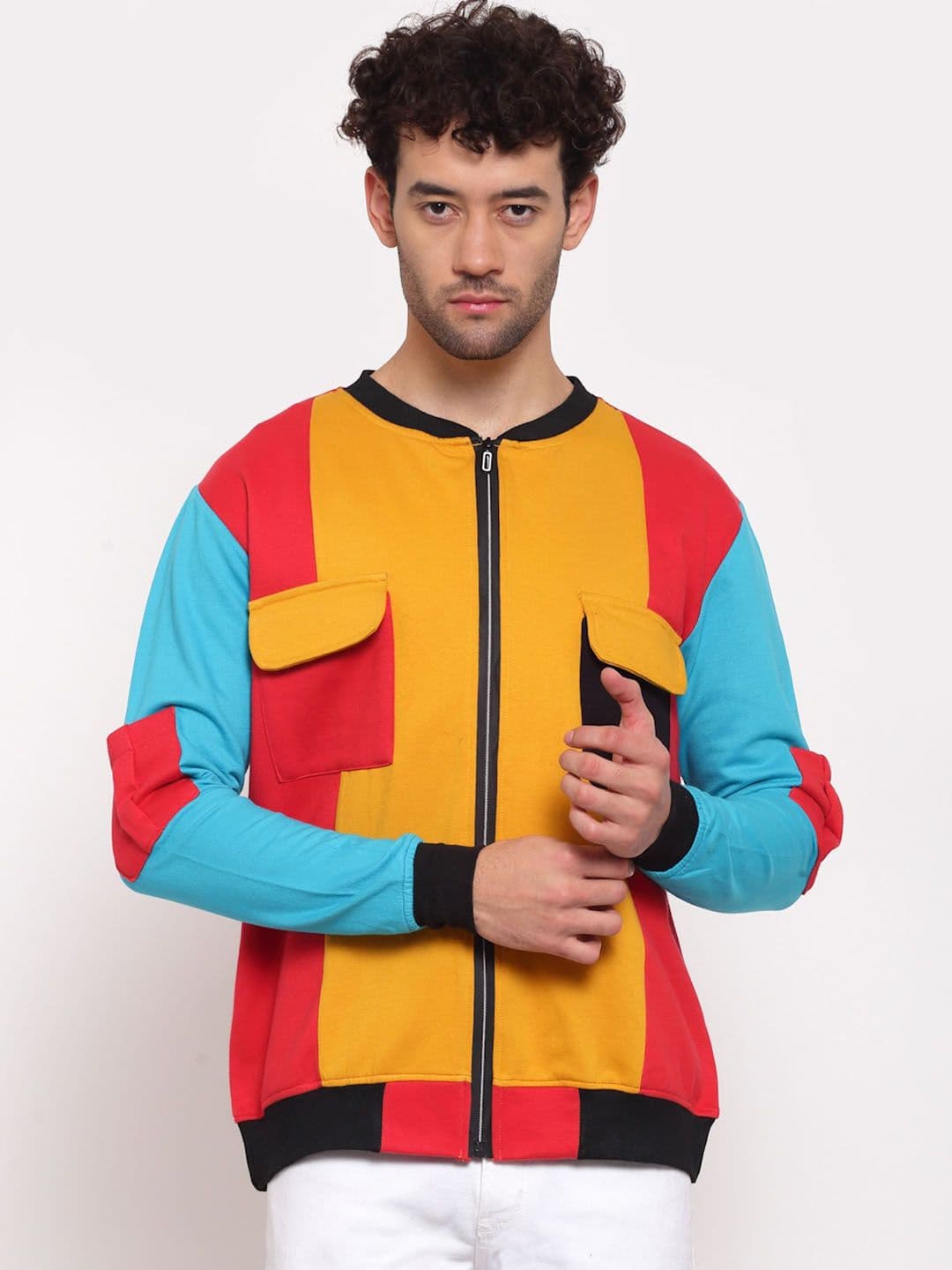 PAUSE SPORT Lightweight Colorblocked Cotton Bomber Jacket - view 1