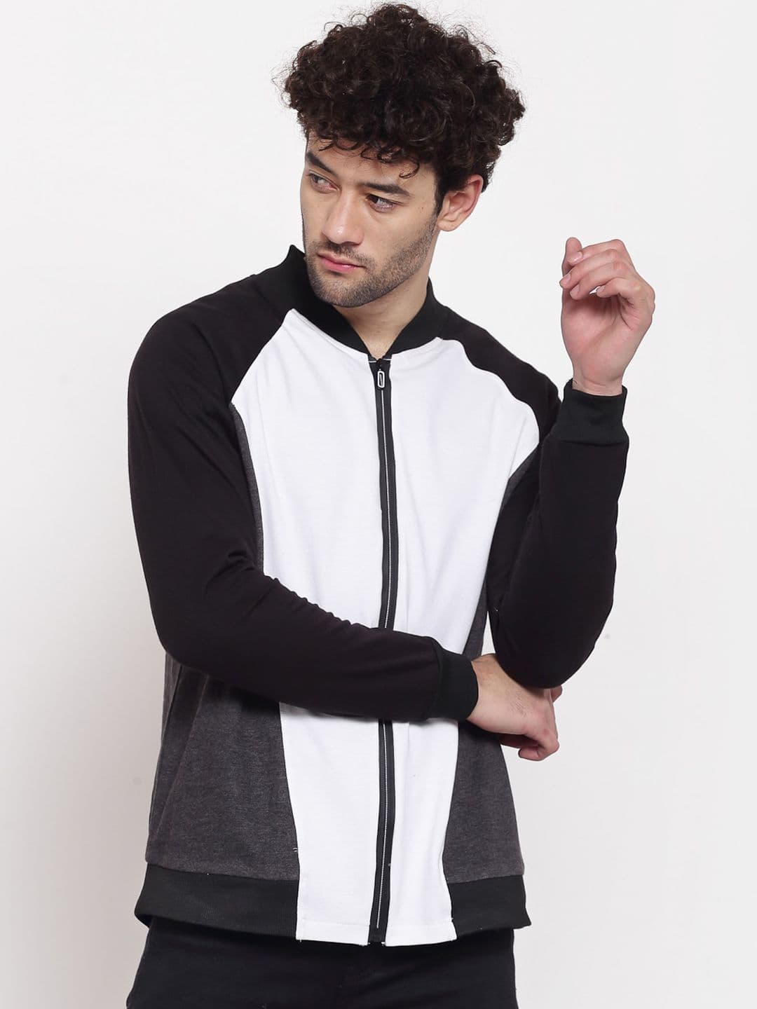 PAUSE SPORT Colourblocked Mock Collar Lightweight Bomber Jacket - view 1