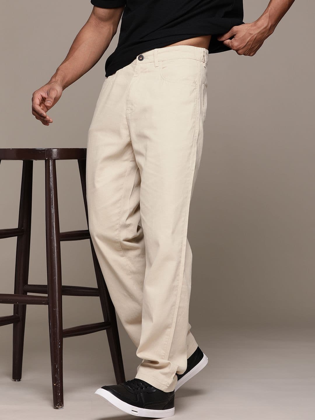 The Roadster Lifestyle Co. Men Pure Cotton Straight Fit Trousers - view 1