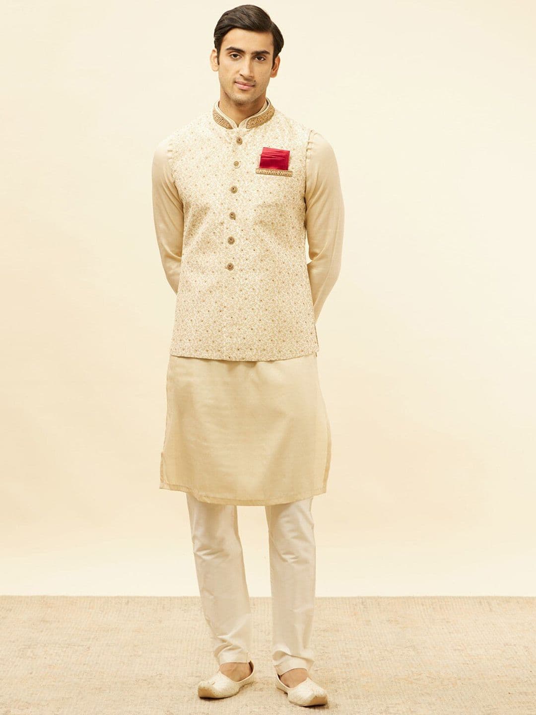 Manyavar Self-Design Nehru Jacket - view 1