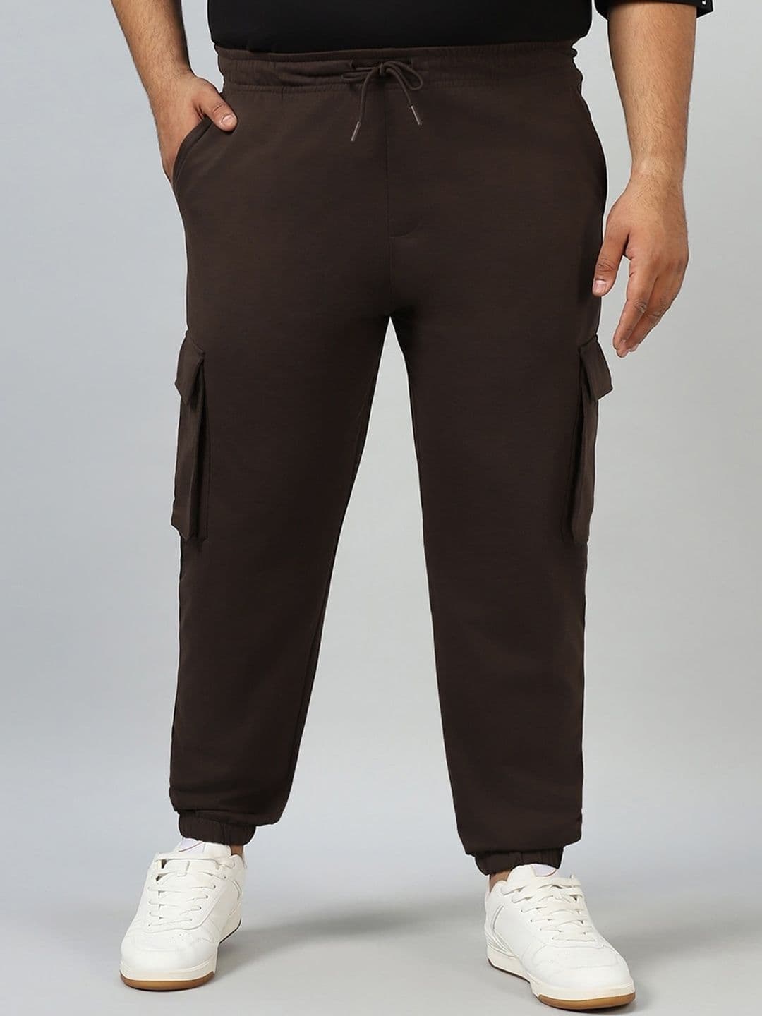 Bewakoof AIR Men Brown Oversized Plus Size Cargo Joggers - view 1
