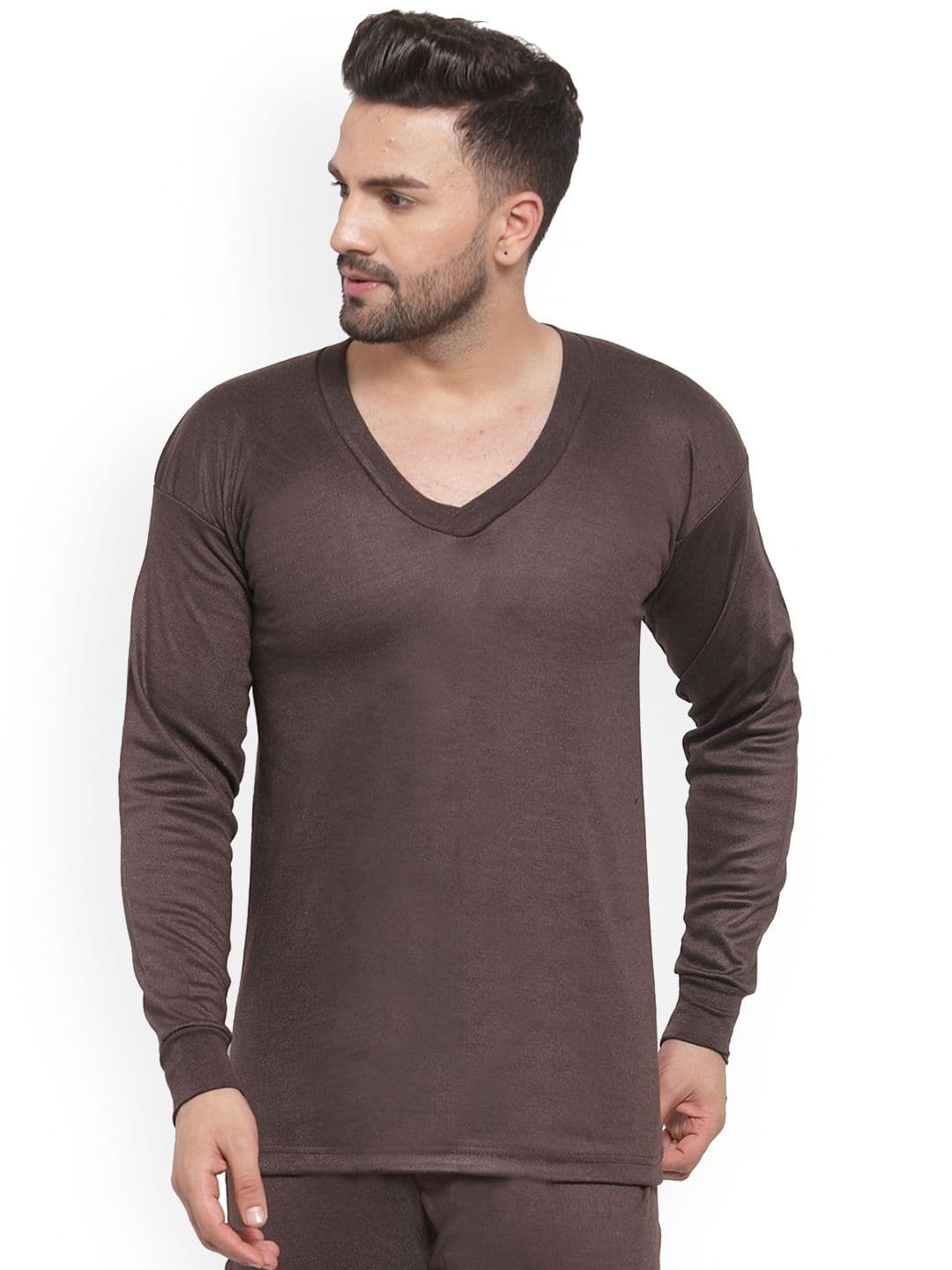 UZARUS V-Neck Long Sleeves Cotton Thermal Top - view 1