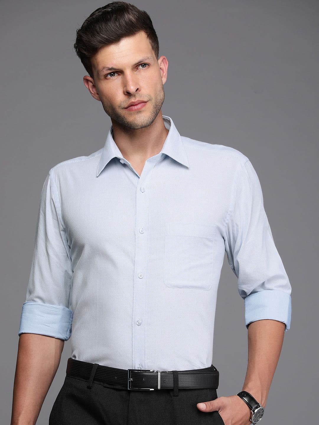 Raymond Pure Cotton Self Design Textured Slim Fit Formal Shirt - view 1