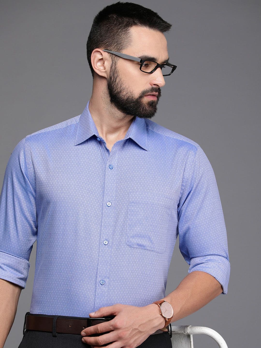 Raymond Pure Cotton Self Design Textured Slim Fit Formal Shirt - view 1