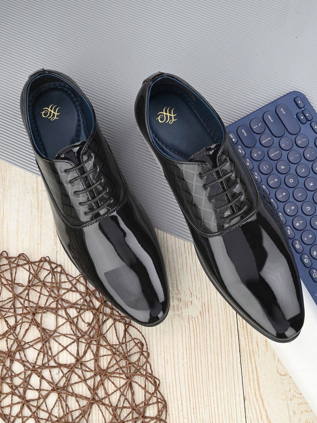 House of Pataudi Men Textured Formal Derbys - view 1