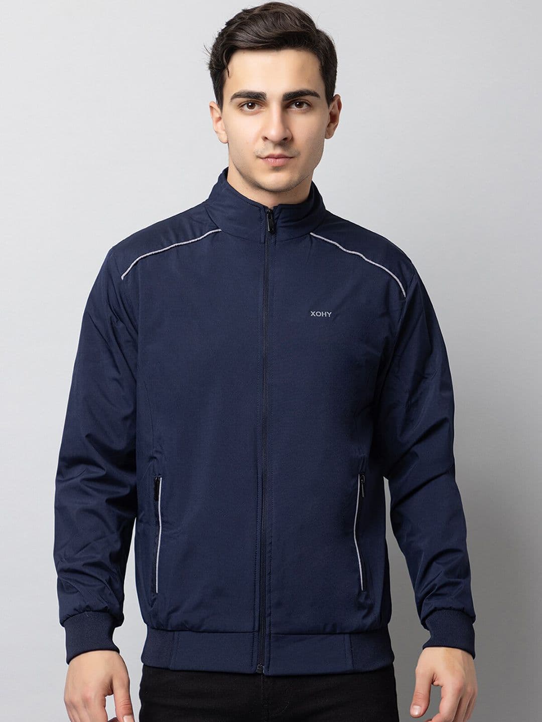 Xohy Long Sleeves Mock Collar Lightweight Bomber Jacket - view 1
