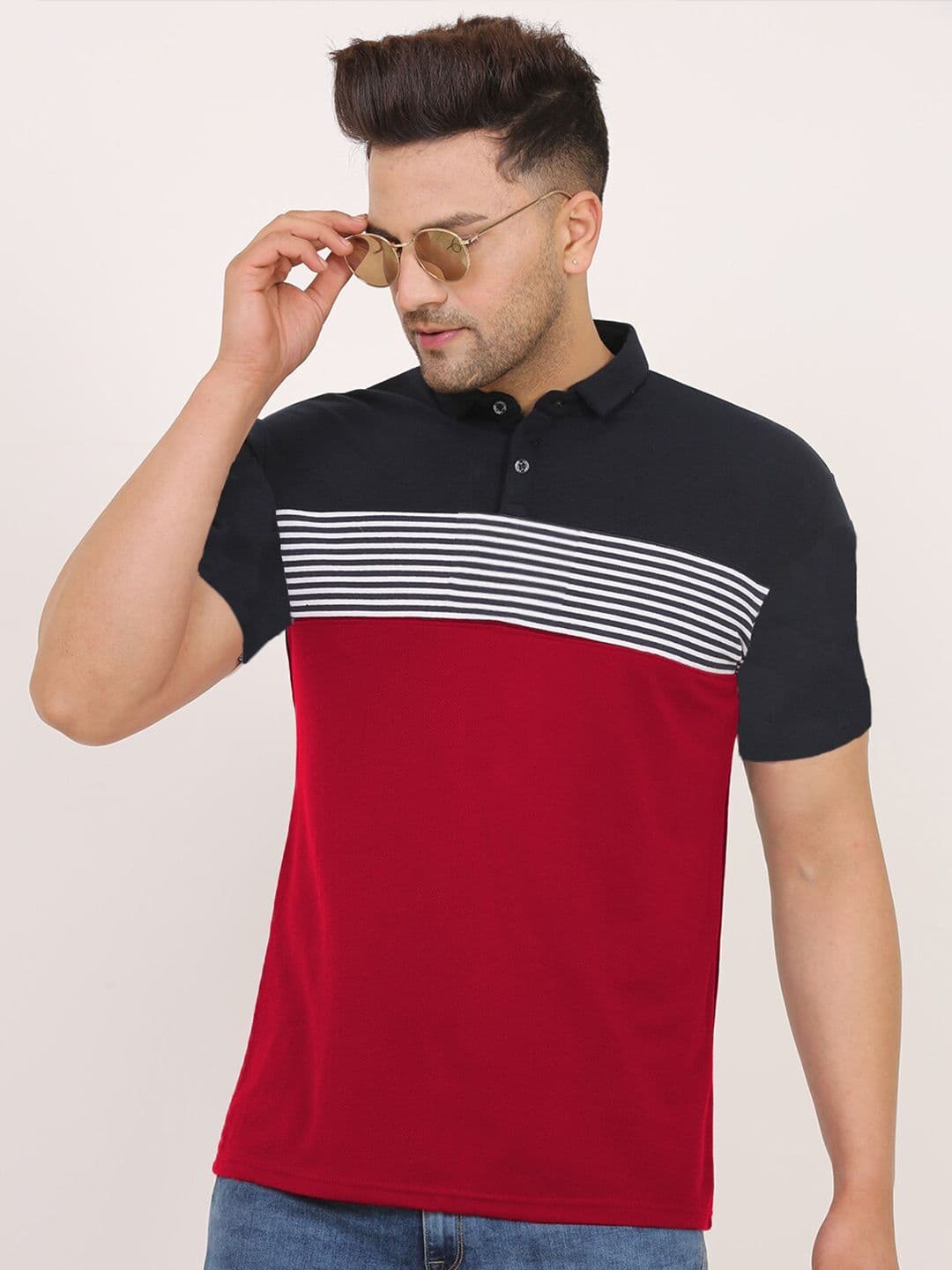 Leotude Colourblocked Polo Collar T-shirt - view 1