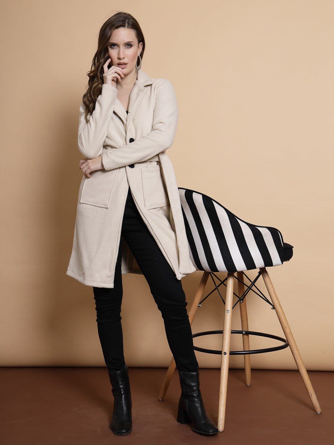 Rigo Notched Lapel Fleece Single-Breasted Overcoat - view 1