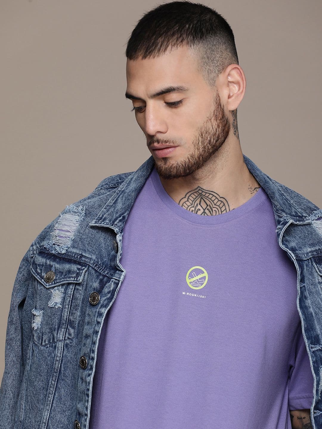 WROGN Round Neck Oversized Fit Drop-Shoulder T-shirt - view 1