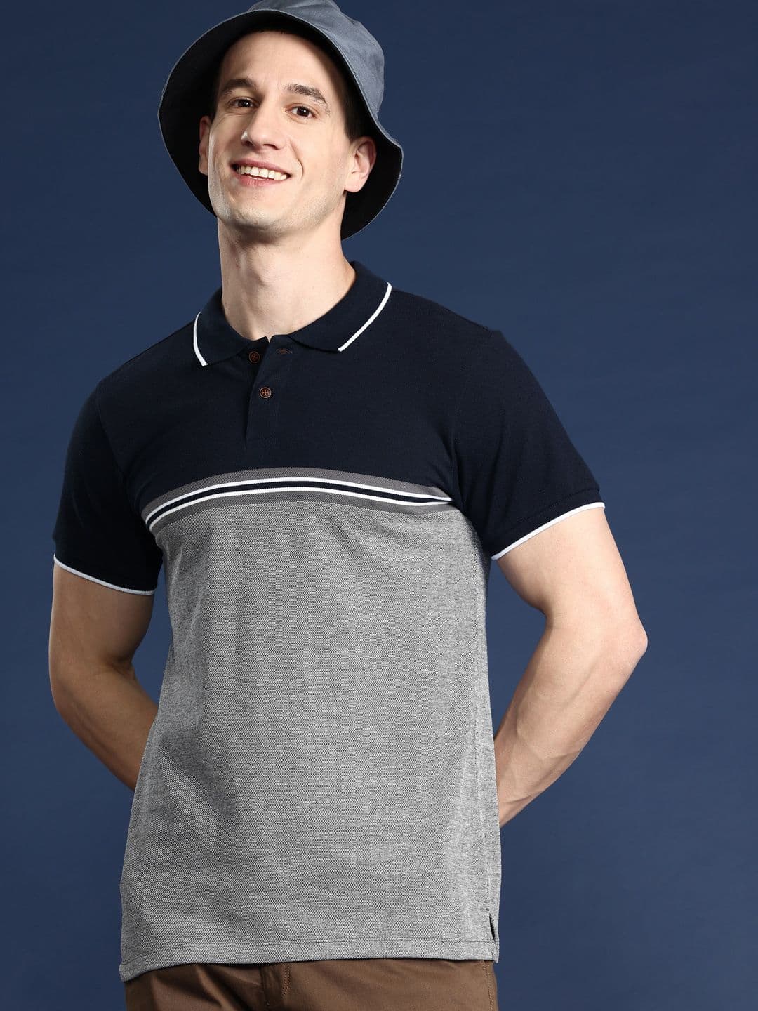 Mast & Harbour Men Colourblocked Polo Collar T-shirt - view 1