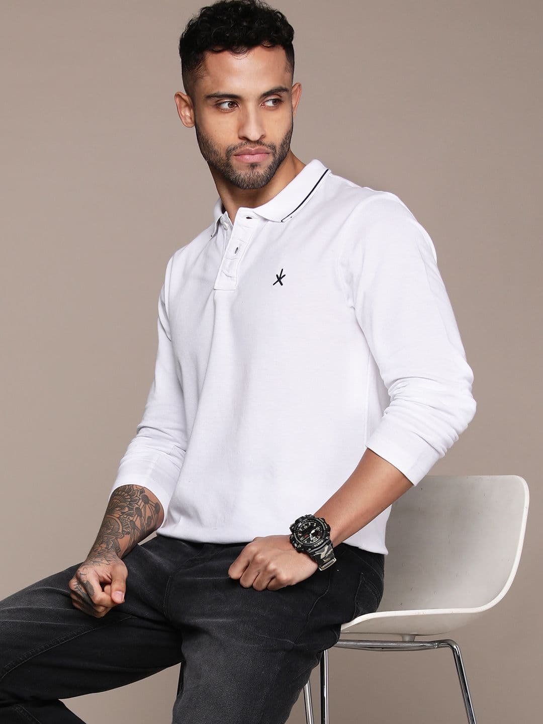 Roadster Men Polo Collar Pure Cotton T-shirt - view 1