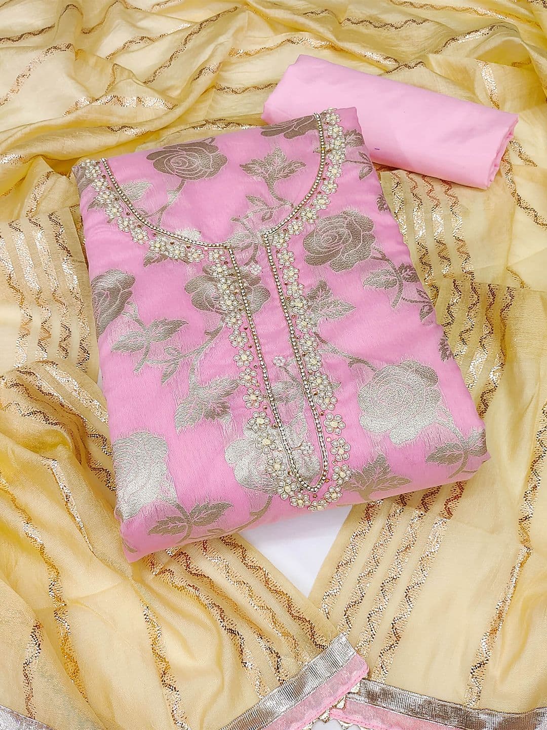 MANVAA Embellished Unstitched Dress Material - view 1