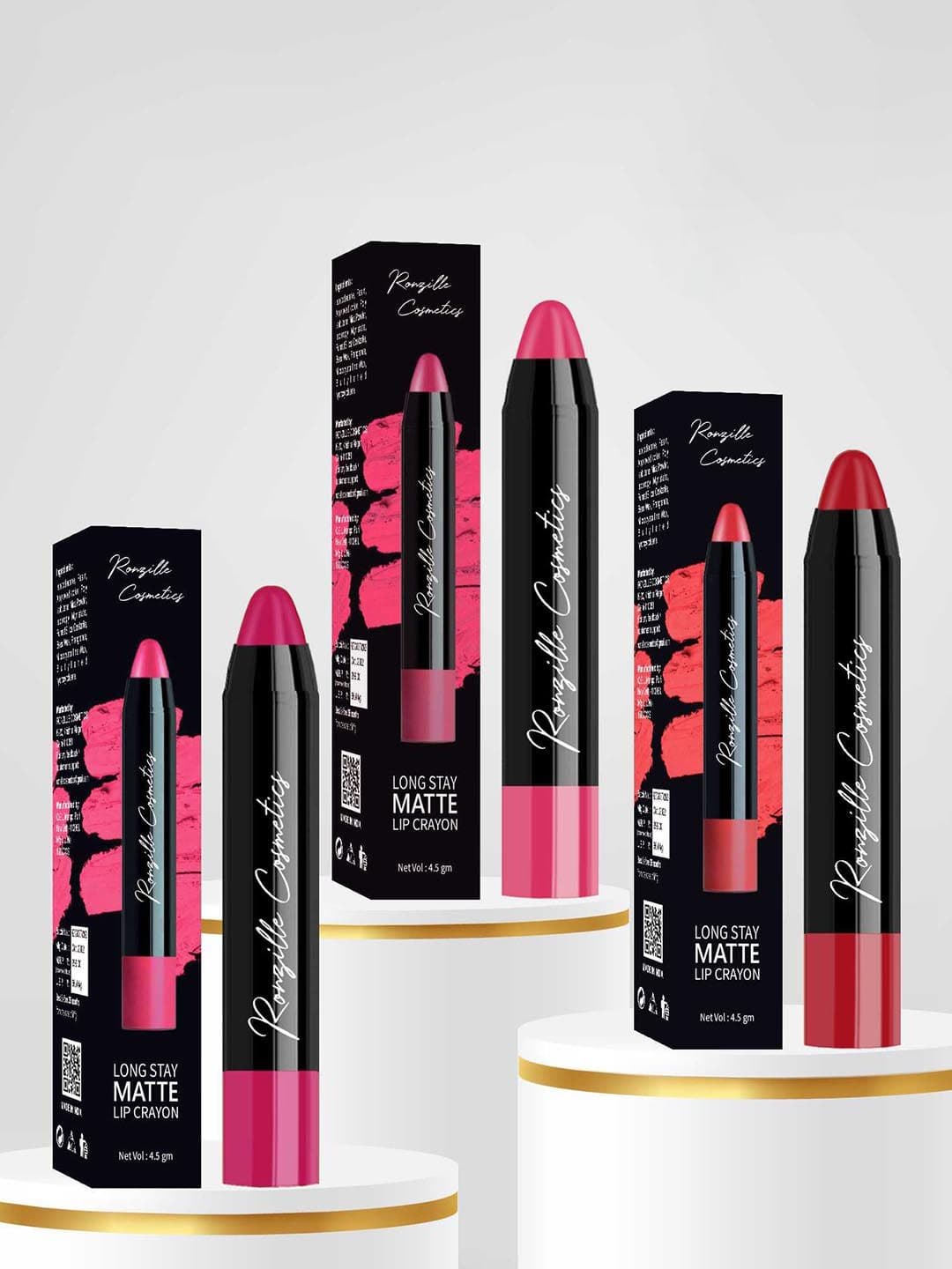 Ronzille Set Of 3 Long Lasting Waterproof Matte Lip Crayon - Shades 1-3-6 - view 1