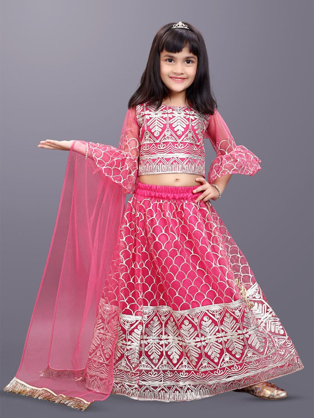 BAESD Girls Embroidered Ready To Wear Lehenga & Blouse With Dupatta - view 1
