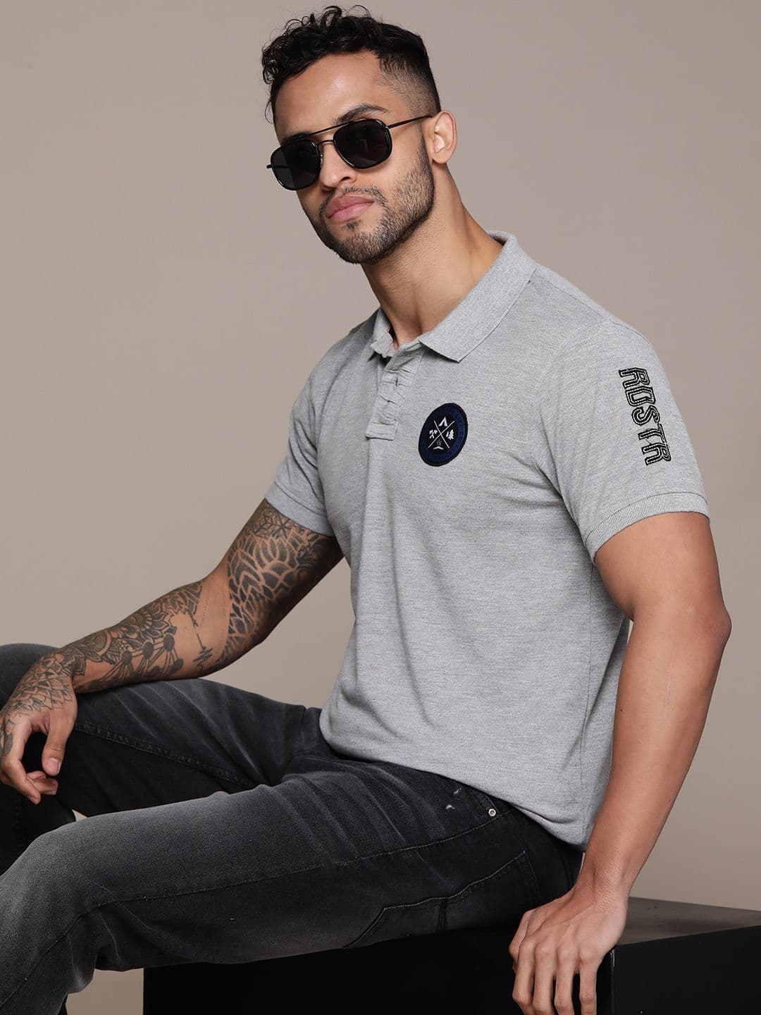 Roadster Men Polo Collar Applique T-shirt - view 1