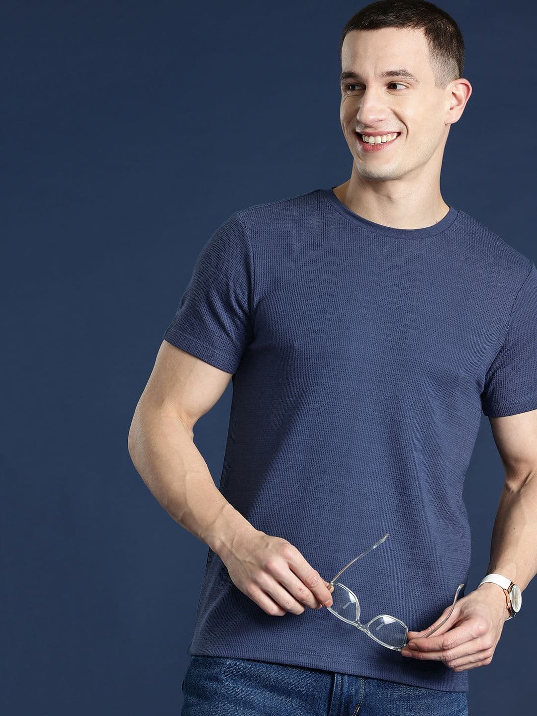 Mast & Harbour Men Self Design T-shirt - view 1